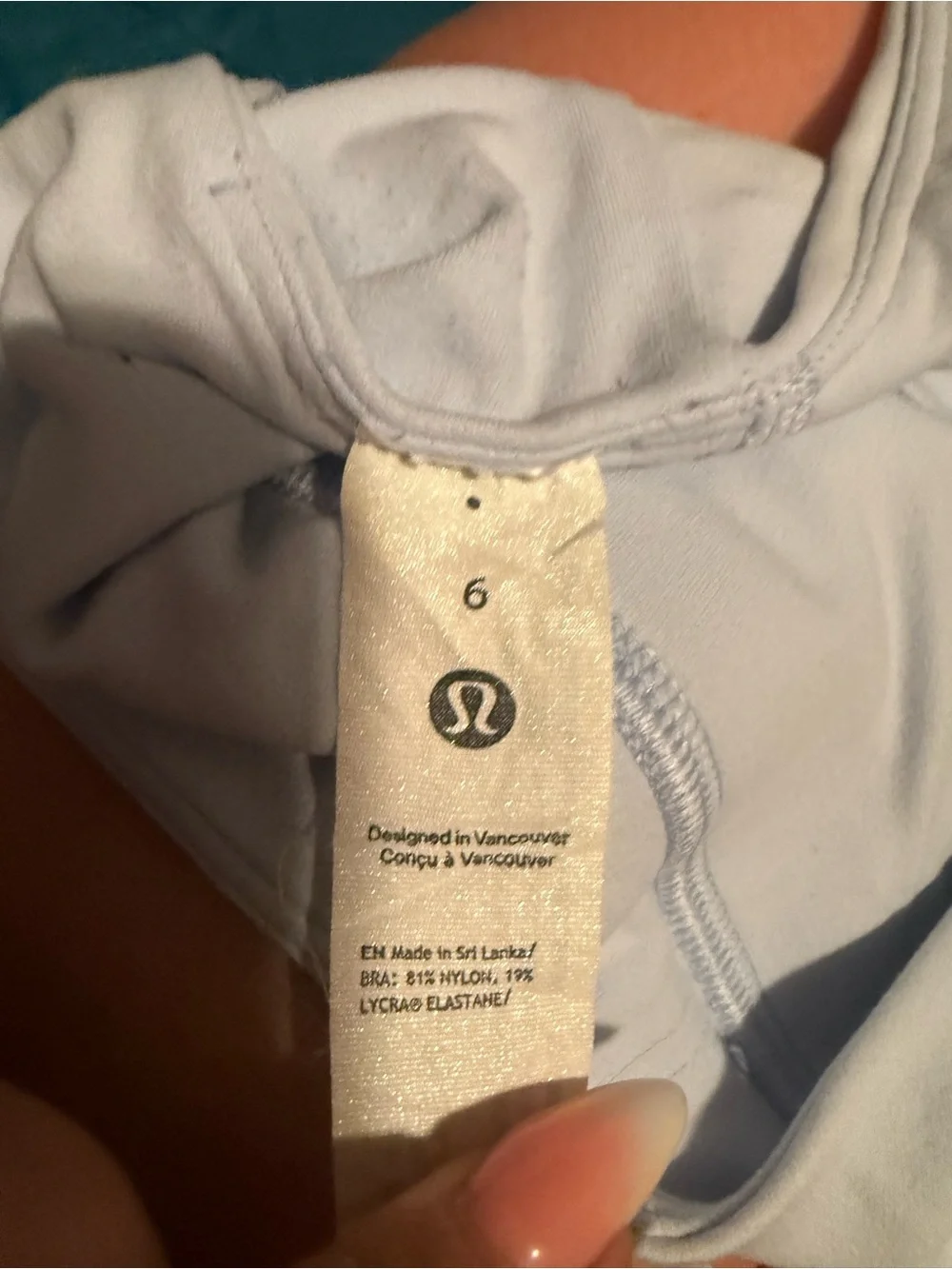 lululemon align V neck bra in light blue no pads EUC Size 6